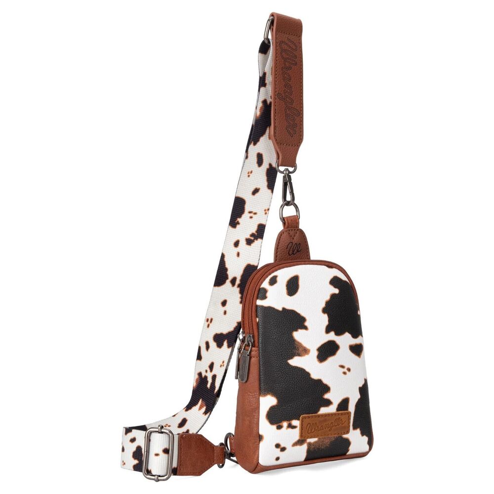 Wrangler Ladies Cow Print Crossbody Black Sling Chest Bag WG133-210BK